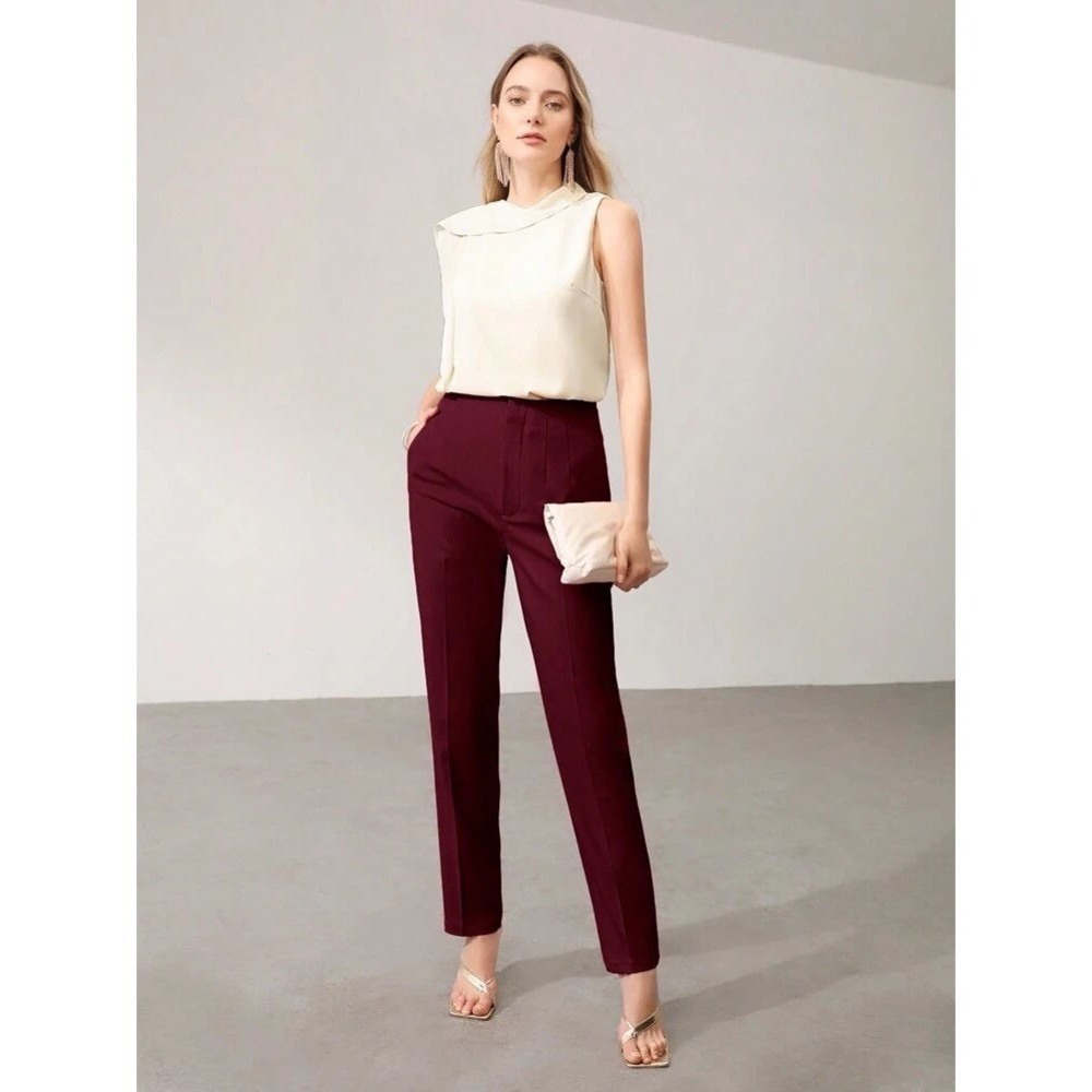 Lauren Ralph Lauren Petite Burgundy Slim Leg Dress Pants 2P NWT